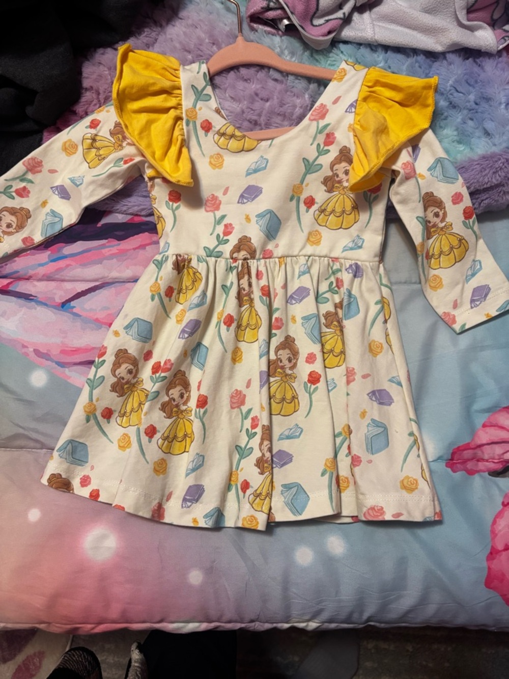 Disney Cream Dress with Yellow Accents and Multicolor Print